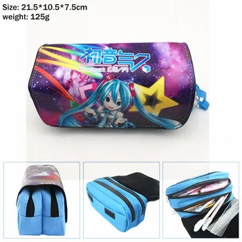 

Hatsune Miku Pencil Case Student Zipper Girl Penbag travel Makeupbag Cartoon Multifunction Handbags Cosmetic bag Stationery