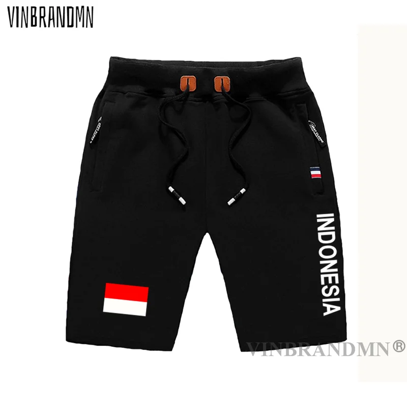 

Indonesia Indonesian mens shorts beach new men's board shorts flag workout zipper pocket sweat bodybuilding 2022 cotton IDN ID