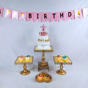

Tobs square gold mirror cake stand set wedding cupcake tray