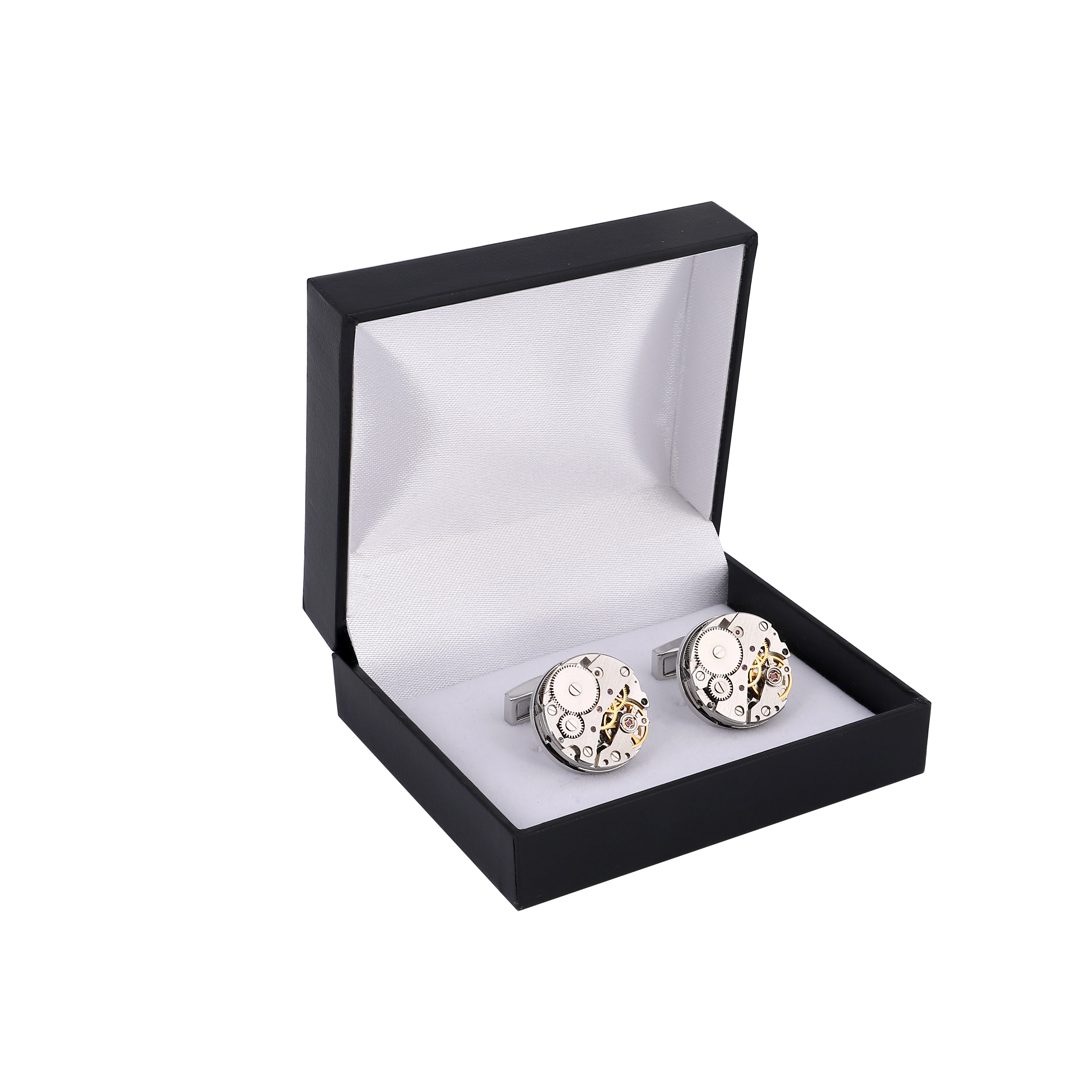 Mechanical Watch Movement Cufflinks Punk Gear Immovable Suit Shirts Cufflinks High-end Business Present for Men Box Package