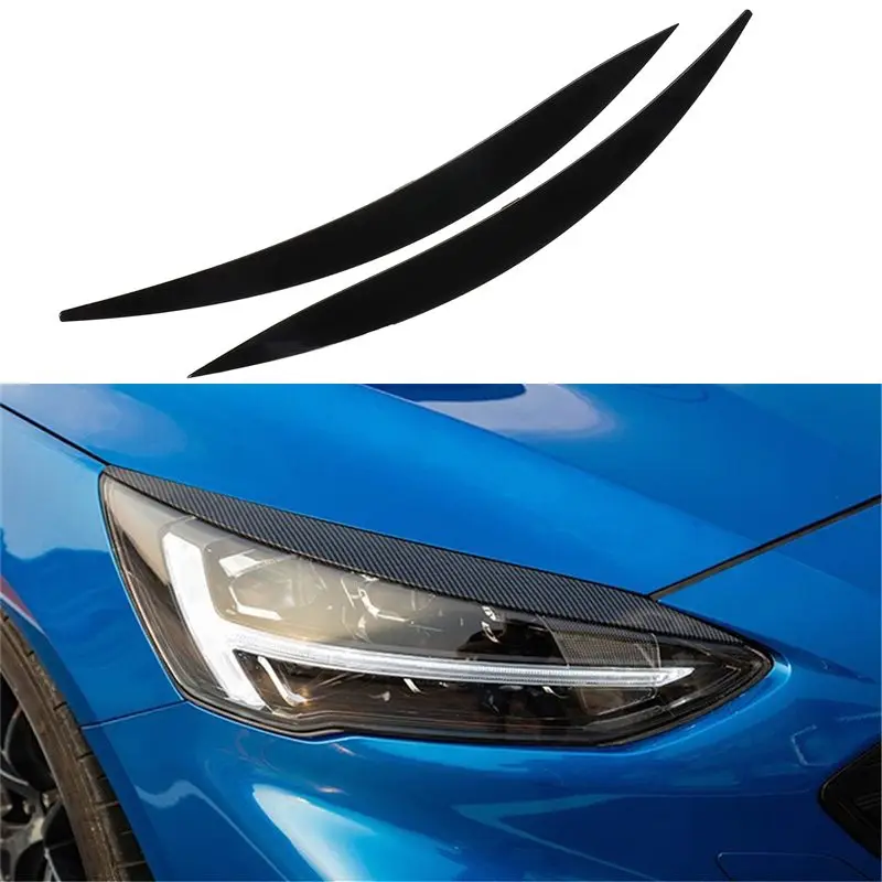 Car Carbon Fiber Style Headlight Eyebrow Cover Decoration Stickers Car Exterior Headlight Accessories For Ford Focus 2019 2020