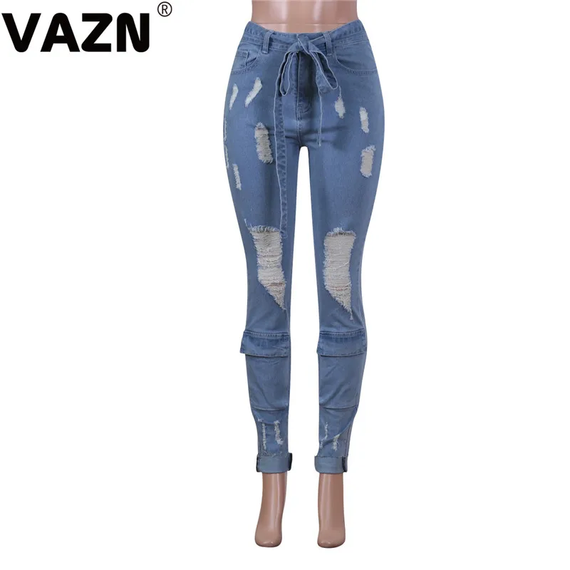 VAZN NK062 Новое поступление возраст снижение джинсовые брюки Женские однотонные тонкие значительно выше выдалбливают джокер длинные узкие брюки