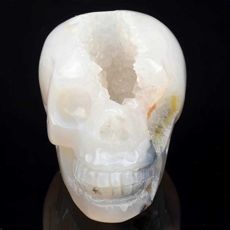 

3'' Gemstone Carving Crafts With Crystaline Skull Statue Carved Natural Healing Skull Sculpture Home Decor Art Collection