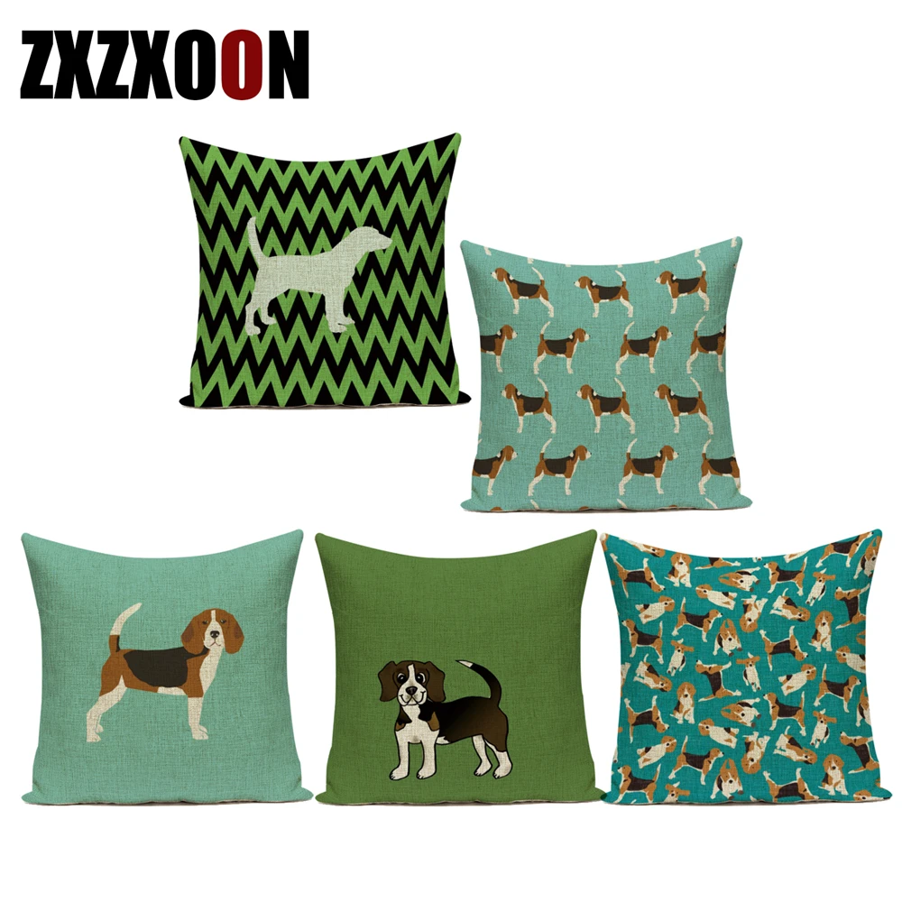 Decorative Throw Pillows Animals Dog Beagle Polyester Sofa Home Cushion Cover Pillowcase for Car