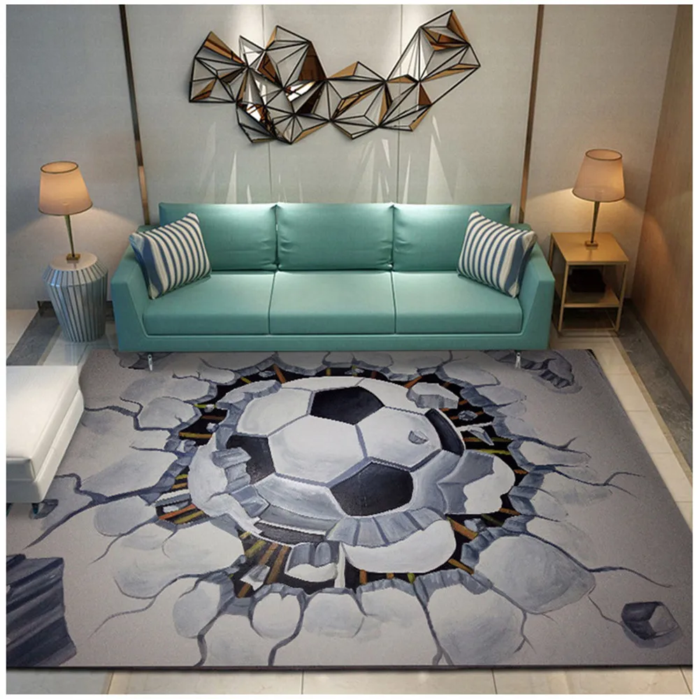 Football 3D Printed Carpet Soft Flannel Memory Foam Home Large Mat Child/Baby Play Crawl Area Rugs Cute Kids Room Decor Carpets