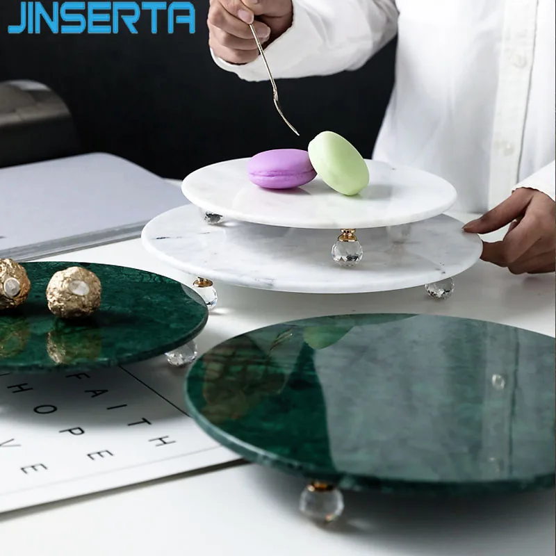 

Поднос для хранения ювелирных изделий JINSERTA, роскошный круглый поднос из натурального мрамора для десертов, фруктов, тортов, закусок, Домашний Настольный декоративный поддон