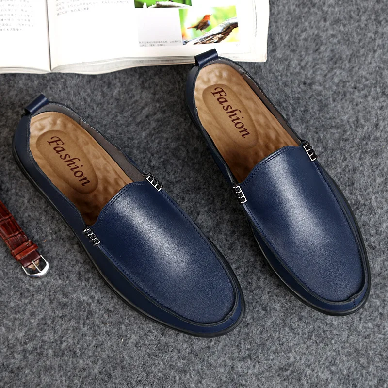 

2019 New Style Men Cowhide Moccosins England Handmade Breathable Wear-Resistant Cowhide Trend Driving Shoes
