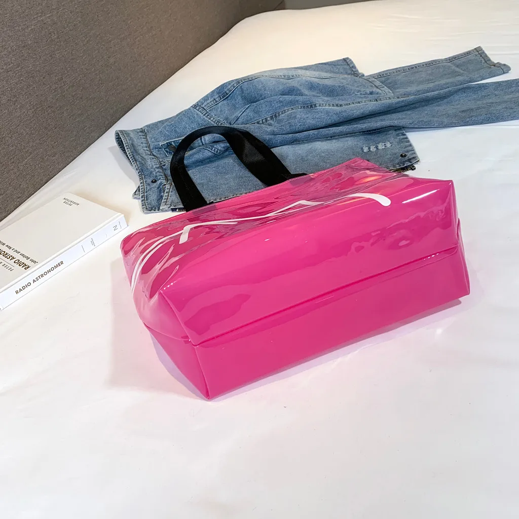 ПВХ прозрачная сумка-тоут женские желеобразные летние пляжные сумки большие повседневные сумки через плечо для покупок прозрачные сумки-мессенджеры# T2G