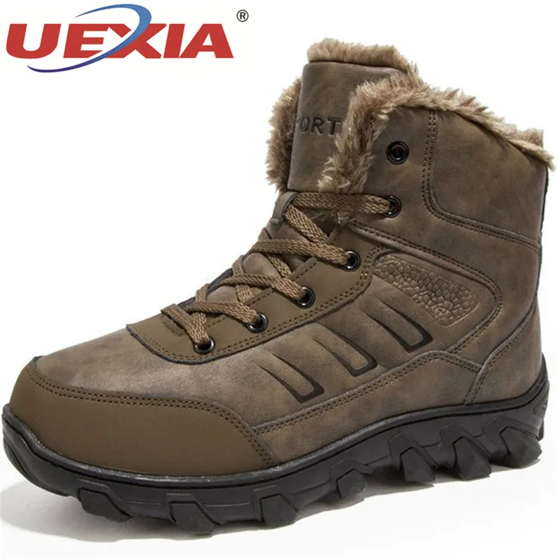 

UEXIA Brand Footwear Winter Men Non-slip Working Boots Plush Keep Warm Plush Fur Snow Boots Men Sneakers Shoes Big Size 39-48