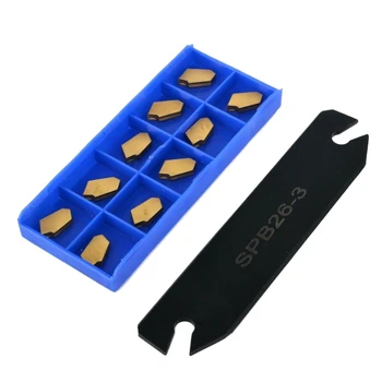 

SHGO HOT-Spb26-3 Parting Grooving Cut-Off Blade Tool Holder 26Mm + 10Pcs Gtn-3 Sp300 Gold Cutter Inserts Turning Tools