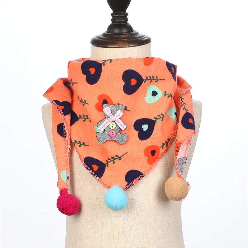 Cotton Scarf Girls Triangle Scarves Autumn Winter Boys Shawl Neckerchief Print Kid Baby Bib Collar Wear Accessories