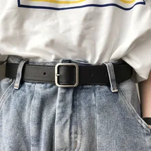 2021 PU Leather Belt For Women Square Buckle Pin Buckle Jeans Black Belt Chic Luxury Brand Ladies Vintage Strap Female Waistband