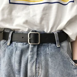 2021 PU Leather Belt For Women Square Buckle Pin Buckle Jeans Black Belt Chic Luxury Brand Ladies Vintage Strap Female Waistband