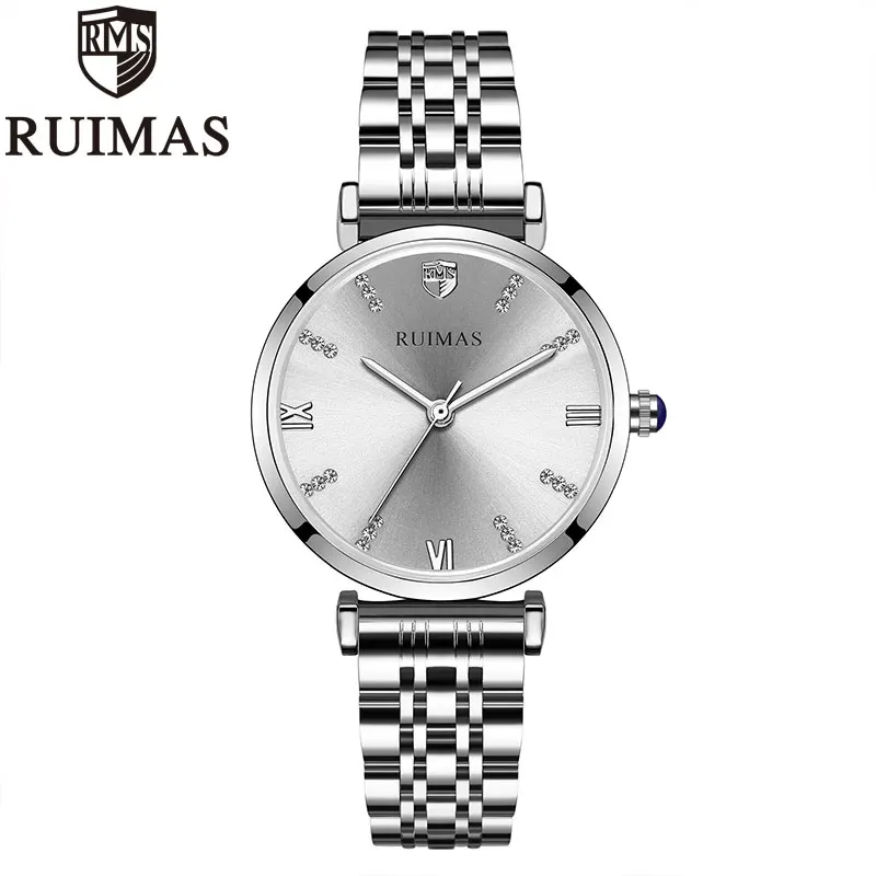 

Relojes Mujer Fashion Ruimas Women Watches Quartz Ladies Wristwatch Silver Watch for Female Stainless Steel Band Female Clock