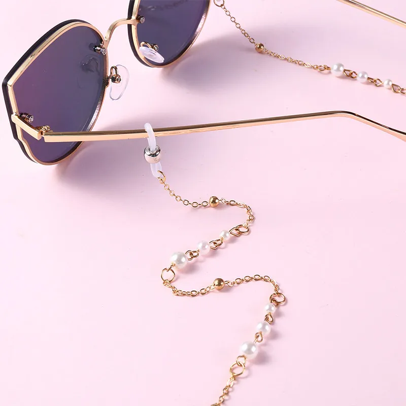 Women Eyeglass Chains Imitation Pearls Sunglasses Glasses Chain Eyewears Cord Holder Neck Rope GDD99