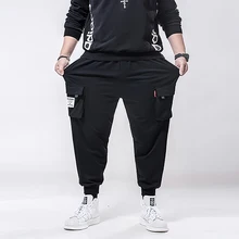 Модные брюки карго с карманами для мужчин, уличный стиль, мужские черные джоггеры, летние повседневные брюки, мужские весенние спортивные брюки размера плюс 6 7XL