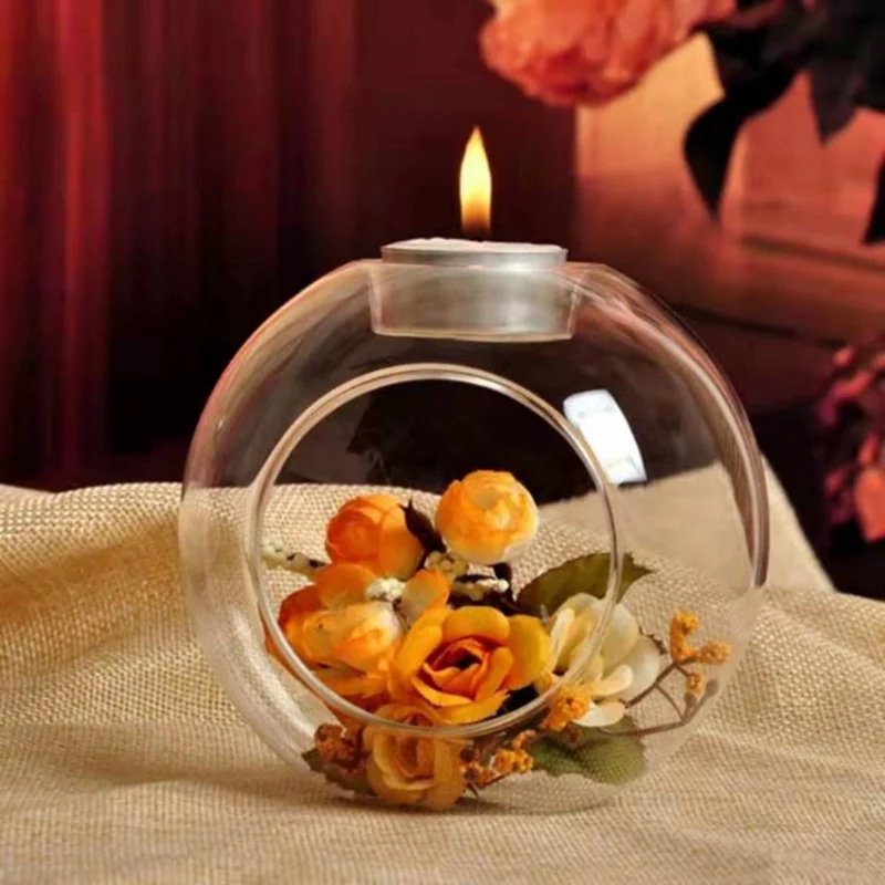 8/10/12cm Romantic Wedding Dinner Decor Classic Crystal Transparent Glass Hanging Candle Holder Candlestick Bar Party Home Decor candle holders