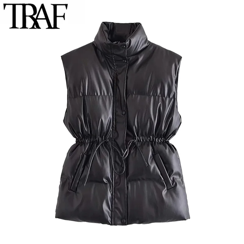 Жилет женский из искусственной кожи без рукавов на завязках | Женская одежда