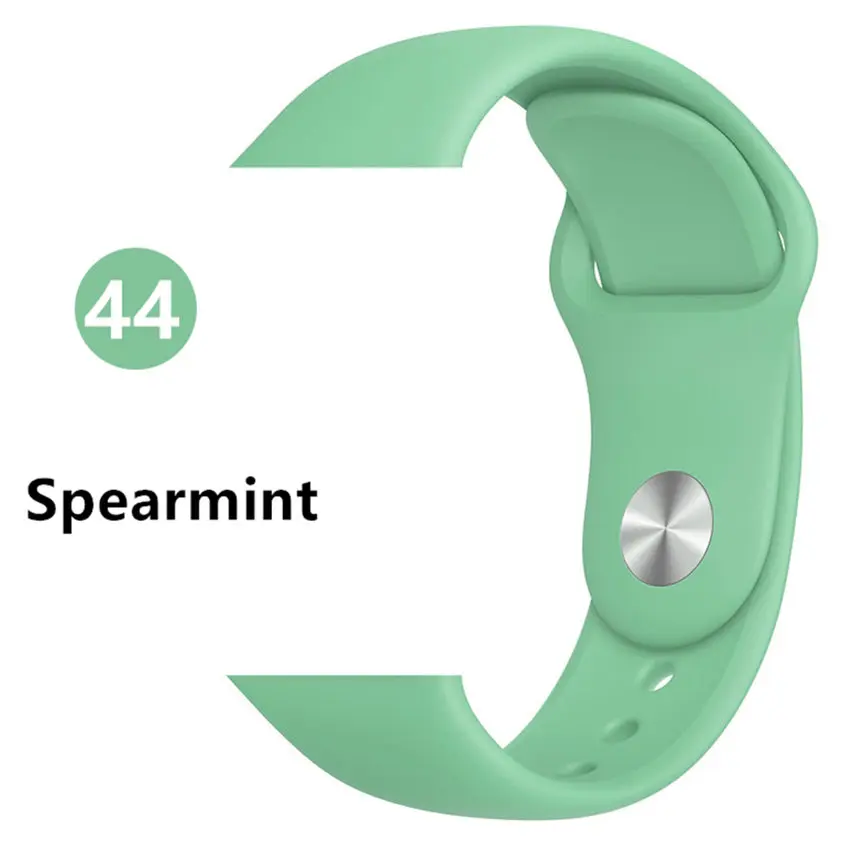 Spearmint 44 Силиконовый ремешок для apple watch 5 4 band correa apple watch 44 мм 40 мм 42 мм 38 мм iwatch 5 4 3 2 1 Спортивный Браслет - Цвет ремешка: Spearmint 44