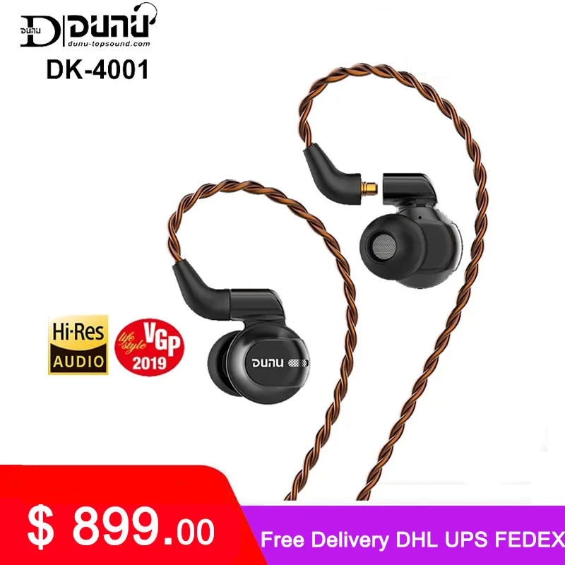 

DUNU DK-4001 HiFi Audio Hi-Res Beryllium PVD 5Driver (4 Knowles BA+1DD) Hybrid Earphone MMCX Detachable Cable A.C.I.S DK4001