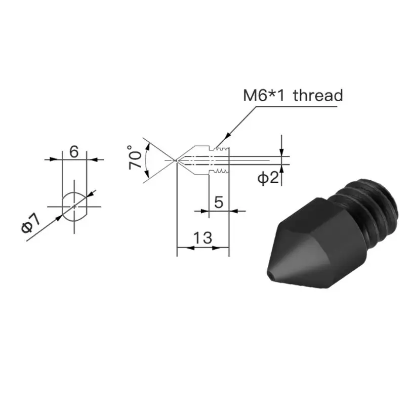 Запчасти для 3D-принтера Reprap MK8 закаленная стальная насадка 1,75 мм для MK8 Ender 3 CR10 CR10S hotend kit