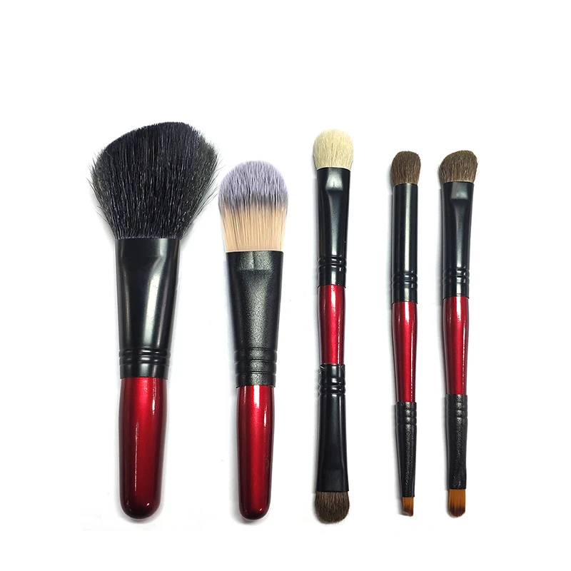 5pcs Travel Portable Makeup Brushes Set Powder Foundation Blending Eyeshadow Eyebrow Brush Double Head Make Up | Красота и здоровье