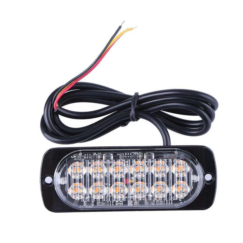 

Universal Car Truck Moto 12LED Emergency Strobe Flashing Warning Police Light Ultra-thin 12V/24V 36W High Power Amber Lamp 4