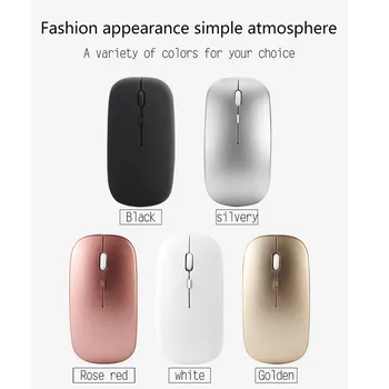 

2.4GHz Rechargeable Wireless Mouse Silent Button Ultra Thin USB Optical Mice New Mute Button Thin Design 1600dpi Multiple Colour