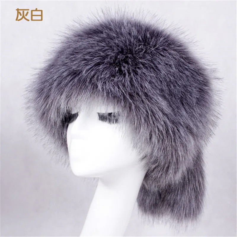 Grey-long fur Женская Русская Шапка из искусственного меха, меховая шапка Авиатор, шапка охотничья шляпа, теплая зимняя меховая шапка, шапка-бомбер, меховые ушанки, шапка для защиты ушей - Цвет: Grey-long fur