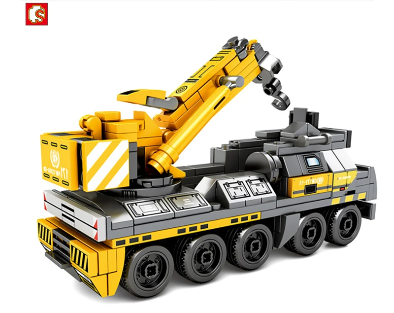 200+PCS Compatible LegoINGlys Bricks Boys Christmas Gift Toys Building Blocks Educational Crane Cargo Truck Transport Car Block (7)