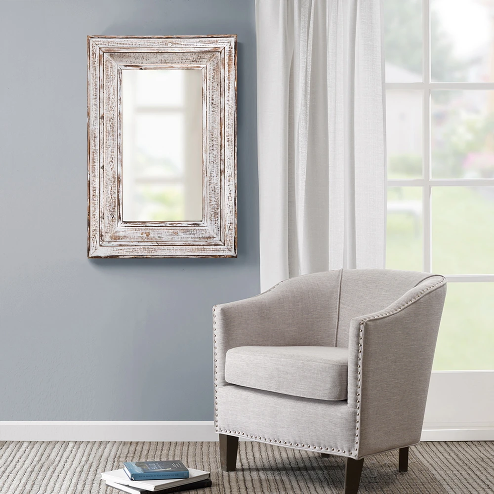 Artisasset de de hierro, espejo blanco antiguo con soporte rústico de hierro marrón y negro para Barhroom y de estar|Espejos decorativos| - AliExpress