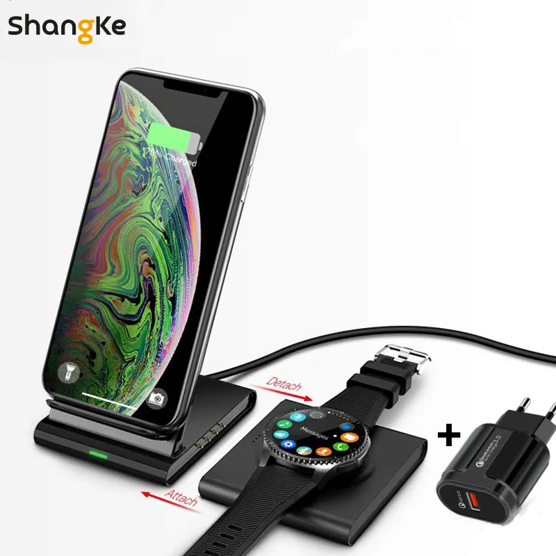 Беспроводное зарядное устройство для Samsung Galaxy Watch S2 S3 S4 iPhone 8 X XS XR S10 S9