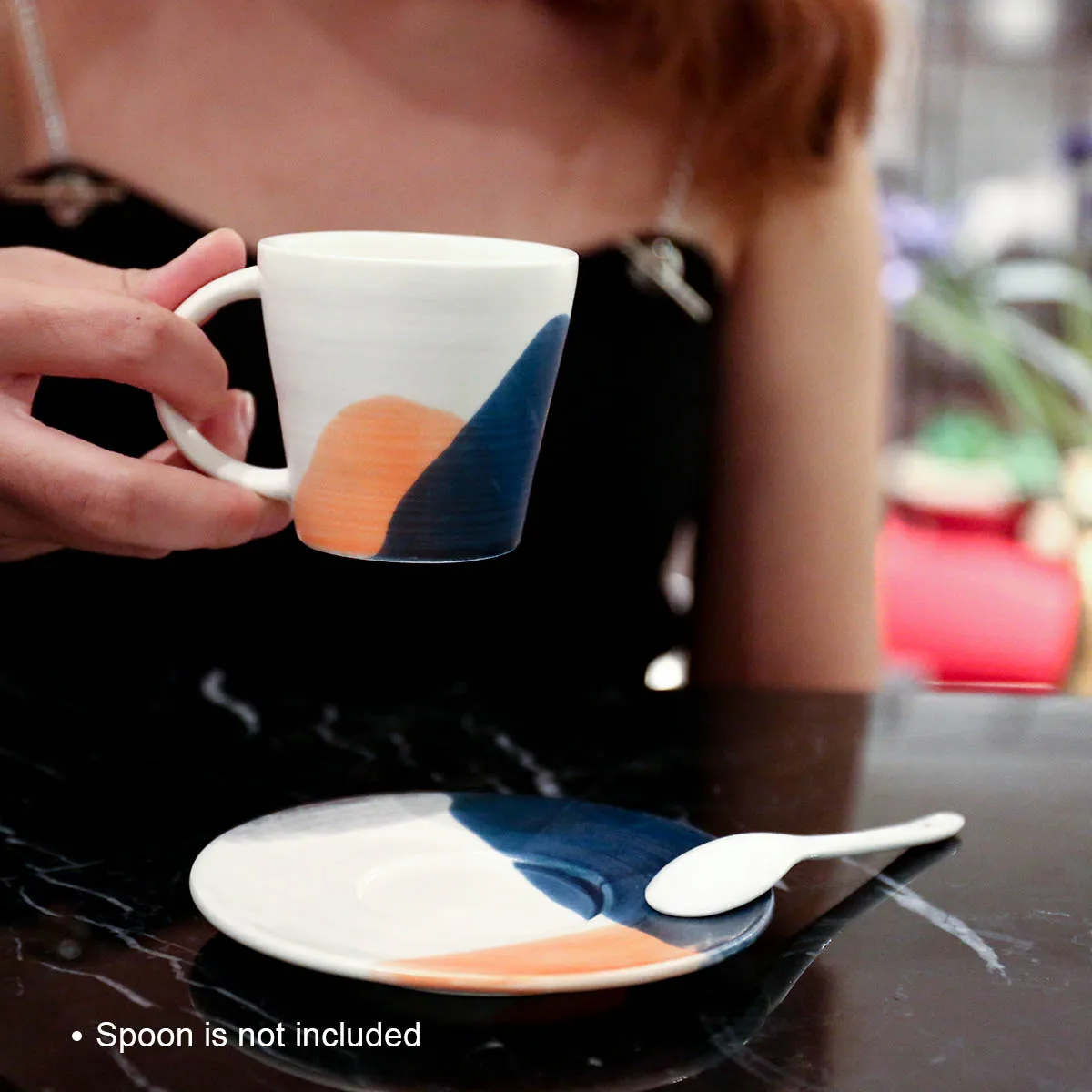 TOOARTS Porcelain Coffeeware Ceramic Cup and Saucer Set Simple Coffee Cup Set with Saucer Microwave Safe Coffee Espresso Cup