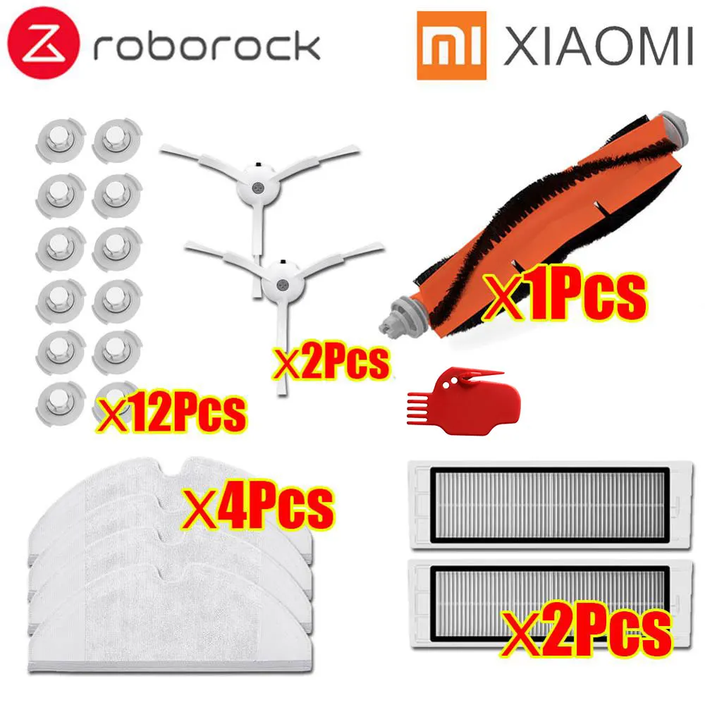 22PCS Тряпки для мокрой уборки фильтр боковая щетка рулон щетка подходит для Xiaomi Roborock Robot S50 S51 Запчасти для пылесоса наборы - Цвет: 22PCS