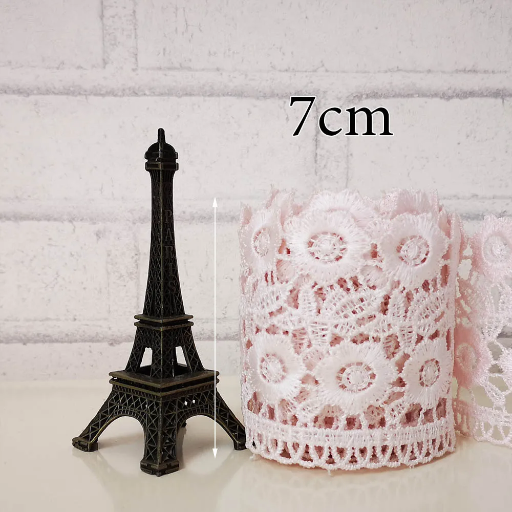 pink 7cm 1 лот/5 ярдов 9 см ширина белый светильник кофейного цвета Водорастворимые Вышитые Кружева отделка одежды Швейные кружева - Цвет: pink 7cm