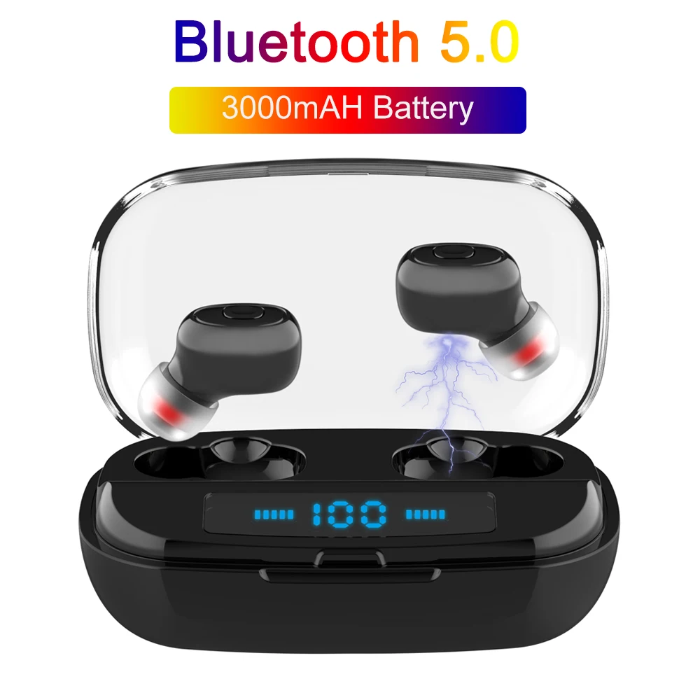 

8D Stereo Wireless Earphone Bluetooth 5.0 Noise Reduction HD Calling Headset With Microphone 3000mAH Charger box Earphones