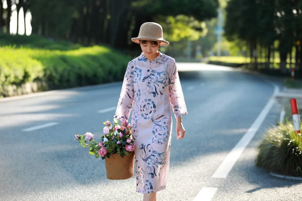 S985. Literature Ramie Stand свинцовое платье для серфинга платье для улучшения Cheongsam