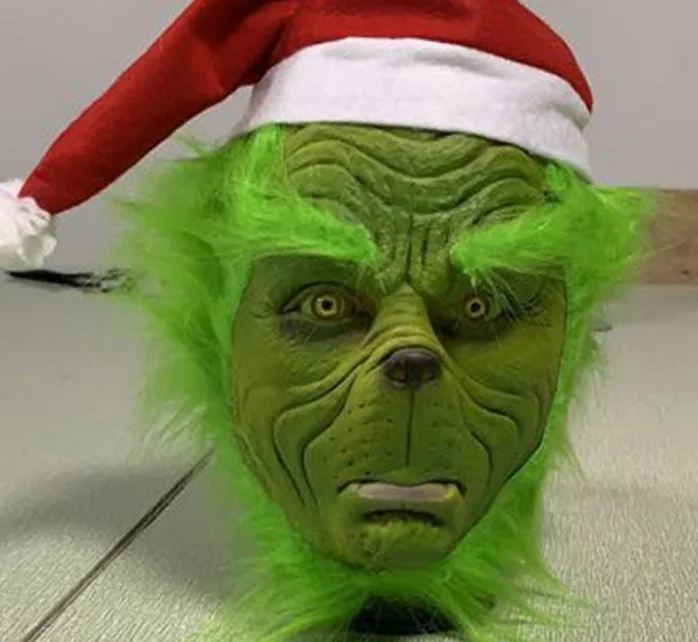 Рождественский костюм Grinch, Рождественский костюм для взрослых, костюмы для Хэллоуина, Санта-Клауса, забавный флисовый наряд для мужчин с маской - Цвет: Mask