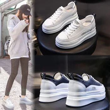 

Yiluan Spring Shallow Single Shoes 2020 Platform Sneakers Flat Casual Small White Shoes Female Thick Sole Increase 7cm Shoes