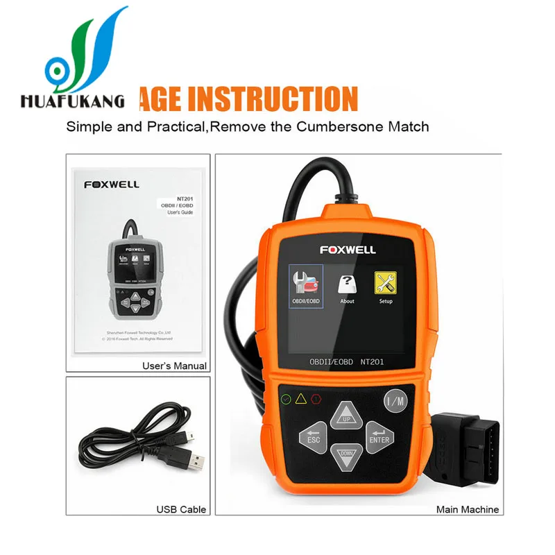 Foxwell NT201 OBD2 EOBD сканер автомобильный считыватель кодов диагностический инструмент