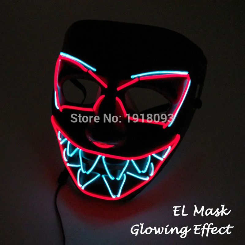 30 стилей, лидер продаж, EL холодный светильник, маска, светодиодный светильник, светящаяся маска с 3 в, устойчивый на инверторе, для Хэллоуина, вечерние, рождественские принадлежности - Цвет: mask 26