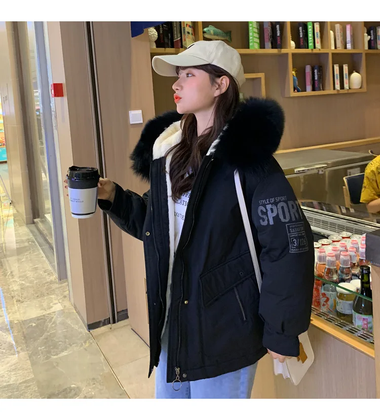 Winter jacket women for women short style new Korean version of loose cotton jacket with velvet and thick cotton