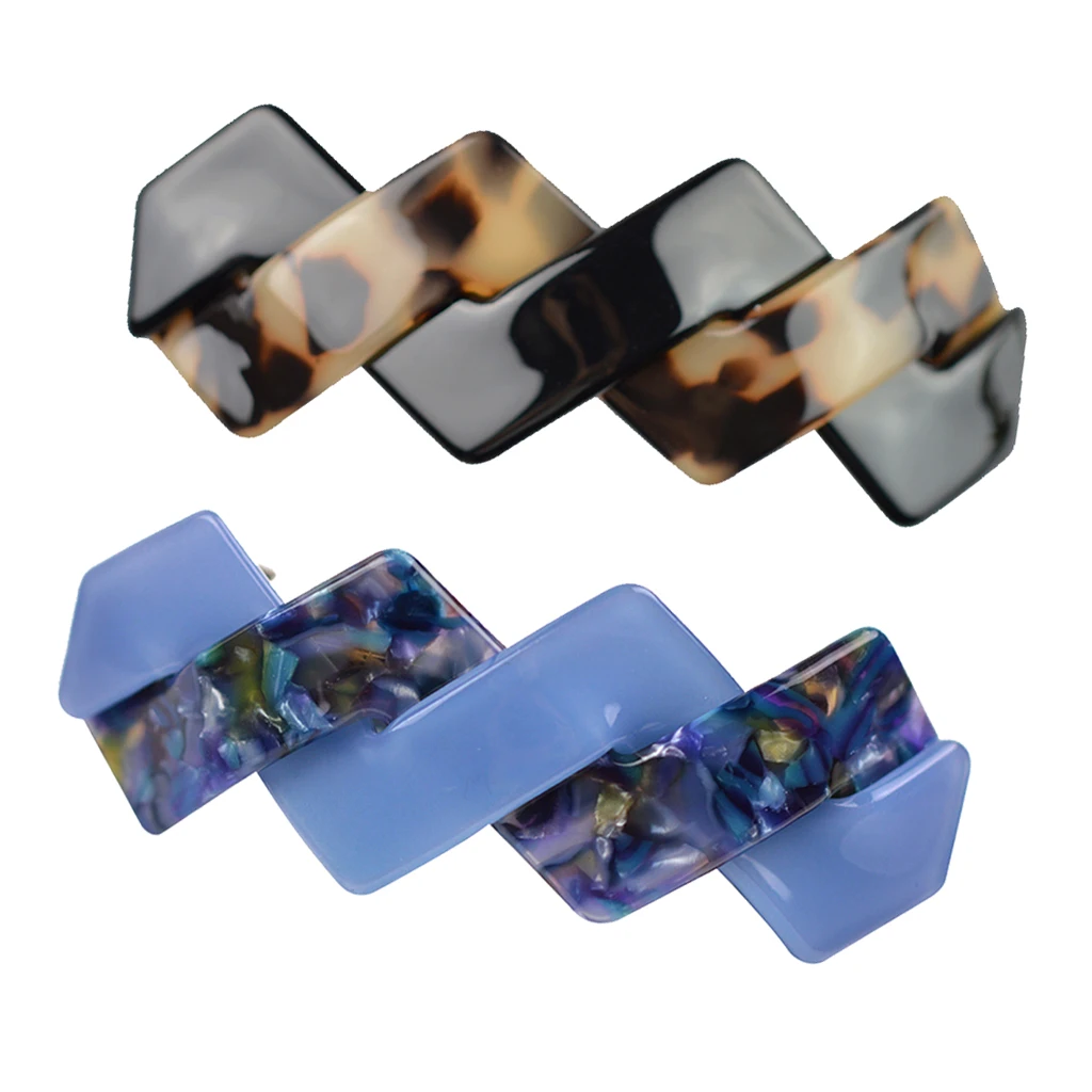 2 Pieces Hair Clip Girl Acrylic Girl For Hair Barrettes Bride Decoration Hair Accessory Hairdressing  Purple and Brown