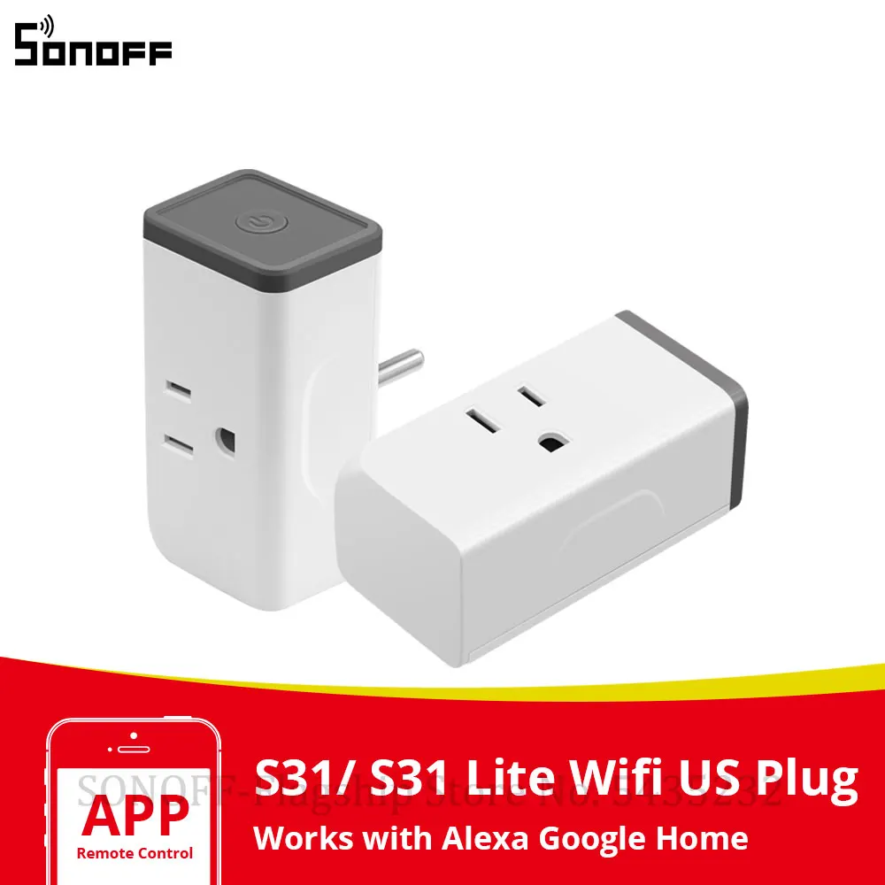 Itead sonoff outlets s31 eua/s31 lite 15a wifi plug switch tomada inteligente plugues e-welink app tomada de controle remoto para casa inteligente