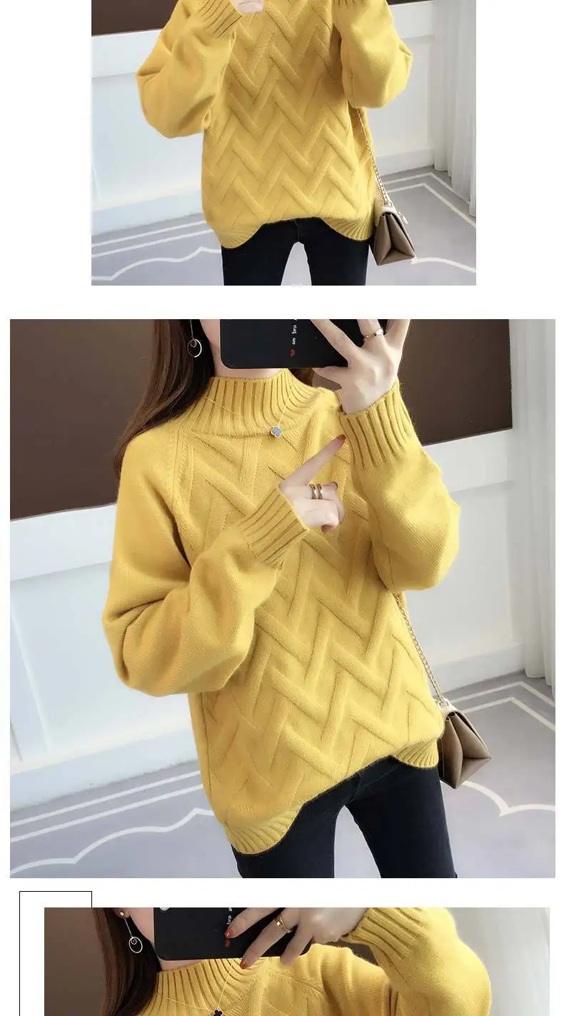 turtleneck knitted sweater pull femme hiver sueter mujer invierno pullover women tricot femme white black winter clothes