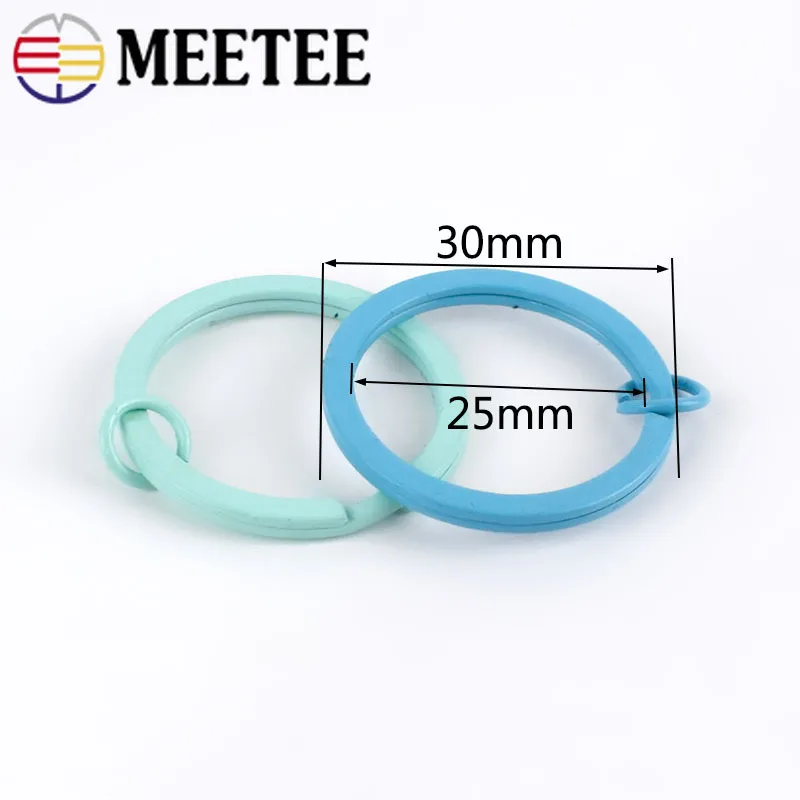 Meetee 30/50pcs 25mm Round Metal Keyring Alloy Keychain O Ring Hang Buckles Plated Split Circle Jewelry DIY Accessories ZK5167