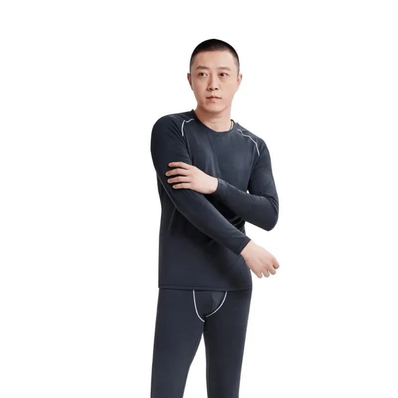 Xiaomi Mijia Youpin легкий кофе пряжа теплый спортивный комплект нижнего белья для мужчин и женщин модели нежный мягкий пот дома - Цвет: Men Black M
