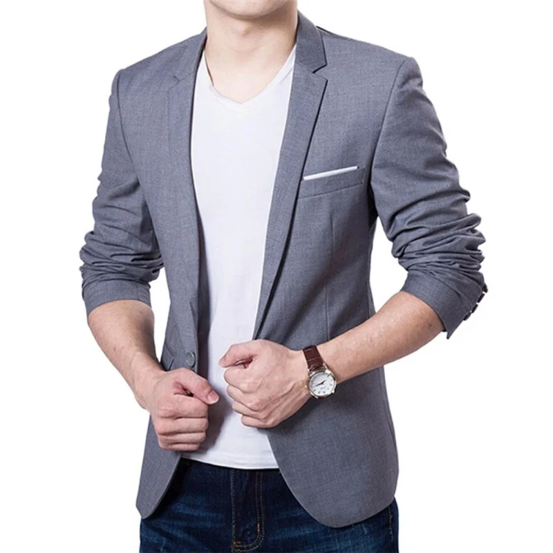 Gray Модные мужские костюмы, пиджак, Casaco Terno Masculino, Классический кардиган, Jaqueta, свадебные костюмы, пиджак, S-4XL, 4 цвета - Цвет: Gray