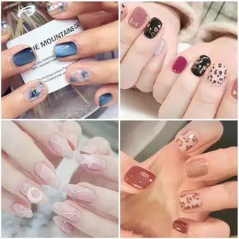 

14pc Sexy Leopard Nail Sticker Marble Starry Artificial Nail Sticker Cute Fake Nail Sticker Full Cover False Toe Manicure Tools
