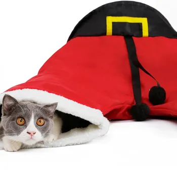 

New Foldable Cat Toy Pet Cat Tunnel Christmas Santa Pants 3 Way Play Toy Interactive Tube Fun Toys for Cats Kitten Rabbit